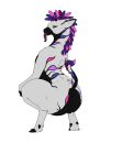  anthro black_sclera crouching ear_piercing female frostedscales fur hair long_tongue looking_at_viewer mane multicolored_hair piercing raised_tail solo sulean_(the_nature_of_predators) tail the_nature_of_predators thick_thighs tongue tongue_out 
