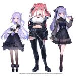  3girls :q ahoge ajax_(azur_lane) asymmetrical_legwear azur_lane bandeau bangs bare_shoulders belt beret black_belt black_choker black_dress black_footwear black_gloves black_headwear black_jacket black_legwear black_pants black_ribbon blush boots breasts bremerton_(azur_lane) chain choker cleavage closed_mouth clothing_cutout collarbone commentary_request covered_collarbone crop_top doll_hug dress elbow_gloves eyebrows_visible_through_hair fishnets full_body garter_straps gloves grey_hair groin hair_between_eyes hair_bun hair_intakes hair_ornament hair_ribbon hairclip hand_in_pocket hand_up hat heart heart_choker jacket large_breasts long_hair long_sleeves looking_at_viewer midriff miwano_rag mole mole_under_eye multicolored_hair multiple_girls navel o-ring object_hug off_shoulder official_art one_side_up pants pantyhose pink_eyes pink_hair purple_eyes purple_hair ribbon see-through_dress see-through_sleeves shoes side_bun sidelocks simple_background sleeveless sleeveless_dress small_breasts smile standing streaked_hair stuffed_animal stuffed_toy stuffed_winged_unicorn tachi-e taut_clothes thigh_cutout tongue tongue_out twintails two-tone_hair two_side_up unicorn_(azur_lane) very_long_hair white_background white_bandeau zipper zozotown 