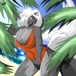  absurd_res anthro beach breasts chrisandcompany clothing female hi_res kelsey_sienna mammal mephitid seaside skunk solo 