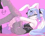  1girl animal_ears blue_eyes blue_hair highres inkling inkling_girl inkling_player_character long_hair mocamocaink playboy_bunny pointy_ears rabbit_ears simple_background solo solo_focus splatoon_(series) splatoon_1 splatoon_2 splatoon_3 suction_cups tentacle_hair white_background 