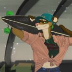  anthro arti domestic_ferret longboard male mammal mustela mustelid musteline scribblesock skateboard solo summer true_musteline 