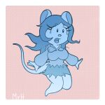  anthro big_breasts blue_body bottomwear breasts clothed clothing digital_media_(artwork) el_senor_erizo female ghost hair hi_res mammal mouse murid murine open_mouth rodent simple_background solo spirit tail topwear torn_clothing 