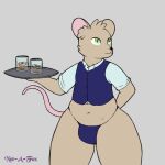  anthro bulge clothing male mammal mouse murid murine not-a-fox rodent simple_background solo tail thong underwear 