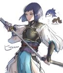  1girl 2boys armor bob_cut father_and_son fire_emblem fire_emblem_fates highres hinata_(fire_emblem) hisame_(fire_emblem) inverted_bob japanese_armor leon0630claude looking_to_the_side multiple_boys oboro_(fire_emblem) samurai 