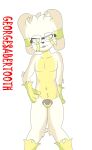 absurd_res anthro balls belly biped blonde_hair braces buckteeth chastity_cage chastity_cage_only chastity_device chastity_device_only eyewear flaccid genitals georgesabertooth glans glass glasses hair hi_res humanoid_genitalia humanoid_penis kain_bunny lagomorph leporid male male_anthro mammal navel nude pelvis penis pinup pose pubes rabbit sexy_eyes smile solo teeth white_hair wide_hips yellow_eyes
