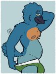 anthro avian bird bluebird bulge clothing hi_res male oscine passerine poorsal solo thrush_(bird) underwear undressing