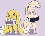  anthro bandai_namco big_breasts breasts cleavage clothed clothing digimon digimon_(species) duo female furball_(artist) gris_swimsuit huge_breasts hybrid hyper hyper_breasts larger_female meme meme_clothing one-piece_swimsuit renamon shadow size_difference smaller_female swimwear terriermon translucent translucent_clothing translucent_swimwear 