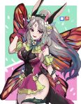  1girl butterfly_wings crown_of_thorns diamond_facial_mark facial_mark fairy fairy_wings fire_emblem fire_emblem_heroes forehead_mark hair_vines highres insect_wings leon0630claude plant plant_hair plumeria_(fire_emblem) pointy_ears thorns vines wings 