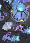  animate_object candle chandelier chandelure evolutionary_line fire from_above grey_background highres litwick no_humans pokemon pokemon_(creature) pokemon_airy purple_fire swing 