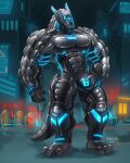 2023 abs anthro barazoku biceps big_muscles biped dragon drone glaucablitz hi_res lock_bulge male muscular muscular_anthro muscular_male muscular_sub mythological_creature mythological_scalie mythology pecs scalie solo submissive submissive_anthro submissive_male synth_(vader-san)