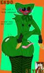  1_eye :3 ambiguous_gender animal_humanoid anthro big_butt blood blush bodily_fluids bow_tie butt claws clothing creepy_smile crossed_arms embarrassed endo erection fan_character fangs flushed fur fur_on_breast fur_on_legs genitals girly green_body green_fur gynomorph humanoid intersex knob legwear long_claws long_hands male mammal mammal_humanoid membrane_(anatomy) microphone microphone_in_eye monster nipples nosebleed original_characters penis poppy_playtime radio shy smile solo stitch_(disambiguation) stockings stypek taped_nipples thick_thighs toy wide_hips 