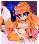  absurd_res alcohol anthro beverage big_chest clothing dayindark15 eyeshadow female food footwear fruit hi_res high_heels lingerie makeup milly_miles_prower pink_clothing plant sega solo sonic_the_hedgehog_(series) strawberry tongue tongue_out wide_hips wine 