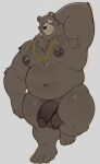  2024 4_toes alternate_version_at_source anthro areola armpit_hair ball_tuft balls bear belly ben_bigger blush body_hair brown_areola brown_body brown_nipples chain_necklace eye_scar facial_scar feet genitals hand_behind_head hi_res hunnipanda jewelry male mammal mihoyo moobs musclegut muscular necklace nipple_piercing nipples nude overweight overweight_anthro overweight_male pecs penis piercing raised_arm scar simple_background solo toes tuft ursine white_background zenless_zone_zero 