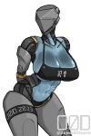  abs absurd_res big_breasts blue_body breasts clothed clothing faceless female hi_res humanoid machine object0fdesire robot skimpy solo translucent 