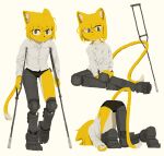  amputee anthro clothing crutch disability domestic_cat faceplant felid feline felis female lemon_(page) looking_at_viewer mammal medical_instrument page_(artist) panties prosthetic prosthetic_leg prosthetic_limb scientific_instrument shirt simple_background sitting smile solo topwear underwear white_background 