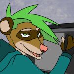  1:1 anthro arti artist digital_drawing_(artwork) digital_media_(artwork) domestic_ferret green_hair hair huion icon male mammal mustela mustelid musteline punk reen_eyes scribblesock smug solo stylus tablet true_musteline 