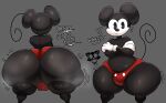  anthro big_butt black_body black_eyes butt disney english_text grey_background hi_res huge_butt male mammal mickey_mouse mouse murid murine rodent simple_background solo tail text thedeathcrow05 thick_thighs 