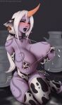  animal_humanoid big_breasts blush bodily_fluids bovid bovid_humanoid breasts caprine caprine_humanoid clothing female hi_res holding_breast huge_breasts humanoid impracticalart lactating league_of_legends legwear mammal mammal_humanoid milk riot_games solo soraka thigh_highs video_games 