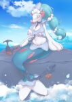  absurd_res areola blue_eyes blue_hair blush breasts catree chain chained female feral hair hi_res mammal marine nintendo nipples pinniped pok&eacute;mon pok&eacute;mon_(species) primarina solo video_games white_body 