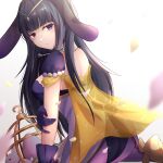  1girl absurdres animal_ears bangs blunt_bangs easter_egg egg fake_animal_ears fake_tail fire_emblem fire_emblem_awakening fire_emblem_heroes gloves high_heels highres leotard long_hair looking_at_viewer official_alternate_costume playboy_bunny purple_gloves rabbit_ears rabbit_tail reia_hana solo strapless strapless_leotard tail tharja_(fire_emblem) white_background 