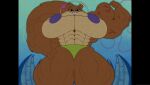  2022 abs absurd_res anthro big_breasts big_muscles bikini breasts clothing detailed_background female flexing hi_res huge_breasts huge_muscles hyper hyper_breasts hyper_muscles lerntern looking_at_viewer looking_down mammal mostly_nude muscular muscular_female nickelodeon rodent sandy_cheeks sciurid solo spongebob_squarepants swimwear 