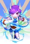  action_pose anthro boots breasts clothed clothing dragon female footwear freedom_planet freedom_planet_2 gloves hair handwear hi_res horn hybrid mammal open_mouth pose purple_body purple_eyes purple_hair purple_nose sash_lilac solo tina_orz video_games water 