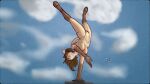  16:9 action_pose androidz anthro breasts celest domestic_cat felid feline felis female hair handstand hanging_breasts hi_res low-angle_view mammal nude paws pose solo wide_hips widescreen 