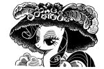  2012 alpha_channel big_hat border clothing day_of_the_dead equid equine feathers female feral flower friendship_is_magic greyscale half-closed_eyes hat hat_feather headgear headwear hi_res horn inspired_by_formal_art la_catrina looking_at_viewer loose_feather mammal monochrome my_little_pony narrowed_eyes plant rarity_(mlp) solo standing tamalesyatole unicorn white_border 