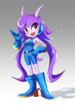  anthro boots breasts clothed clothing dragon female footwear freedom_planet gloves gradient_background hair handwear hi_res horn hybrid long_hair mammal open_mouth purple_body purple_eyes purple_hair sash_lilac short_tail simple_background solo tina_orz video_games 