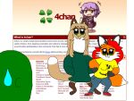 2024 4chan anon anthro averi_(fiddleafox) brown_body brown_fur canid canine clothing english_text female female/female female_anthro fox fur gloves_(marking) green_clothing group hair male male/female mammal markings pepper_(sketchytoasty) pop_team_epic red_fox standing text trio true_fox unknown_artist white_body white_fur