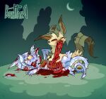 2024 3_toes 4_fingers absurd_res ambiguous_gender anthro basttard black_nose blood blood_in_mouth blood_on_face blood_on_hand blood_splatter bodily_fluids claw_marks claws crying dragon draik_(neopets) duo eating eating_flesh eeveelution feet female feral finger_claws fingers generation_4_pokemon gore grass guts half-closed_eyes hard_vore healer_(straviios) hi_res intestines intestines_in_anus killing leafeon lying lying_on_ground markings missing_hand missing_limbs moon mythological_creature mythological_scalie mythology narrowed_eyes neopet_(species) neopets nintendo on_ground on_side open_mouth organs pain pale_fur plant pokemon pokemon_(species) pool_of_blood predator/prey purple_body red_eyes ripped_wings saliva saliva_on_tongue scalie simple_background snot snuff star tears tears_of_pain teeth toe_claws toes tongue tree violence vore white_markings wounded