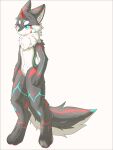  absurd_res artist baiying blue_eyes canid canine fur hi_res humanoid mammal simple_background smile solo 