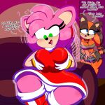  1:1 3barts absurd_res amy_rose anthro badger body_control breast_grab breast_play breast_squish breasts controller digital_media_(artwork) english_text eulipotyphlan female female/female hand_on_breast hedgehog hi_res holding_breast mammal mind_control mustelid musteline remote_control sega sonic_boom sonic_the_hedgehog_(series) squish sticks_the_jungle_badger text 