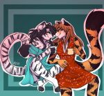  absurd_res anthro blush clothed clothing container crossdressing crossed_legs cup dress duo elsa felid female hand_on_knee hand_on_leg hi_res low-angle_view male male/female mammal pantherine tiger xandy 