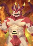  abs absurd_res anthro balls censored claws cthugha_(tas) dragon erection fire genitals glowing glowing_genitalia glowing_penis hi_res lifewonders looking_at_viewer male multicolored_body multicolored_scales muscular muscular_male nipples nude open_mouth pecs penis red_body red_claws scales sharp_teeth smile solo tan_body teeth tentacles tokyo_afterschool_summoners two_tone_body two_tone_scales video_games zuboboz 