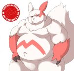  2022 anthro belly biped gomdepp hi_res kemono navel nintendo overweight pink_nose pok&eacute;mon pok&eacute;mon_(species) red_body simple_background solo video_games white_background white_body zangoose zangoose_day 