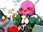  animal_boxing anthro avian beak bird blush boxing boxing_gloves breasts cleavage clothed clothing feathers female fur grey_body grey_fur handwear japanese_text male male/female moroq motion_lines penguin pink_body pink_feathers pola_(animal_boxing) sport text translation_request 