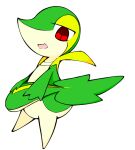  2022 3_fingers ambiguous_gender feral fingers green_body holding_tail iruka_rui looking_down_at_viewer multicolored_body nintendo open_mouth pok&eacute;mon pok&eacute;mon_(species) red_eyes simple_background snivy solo two_tone_body video_games white_background white_body 