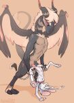  abdominal_bulge animancer breasts dipodid dragon exposed_breasts female fur hi_res jerboa luck_(disambiguation) male male/female mammal paws rodent upside_down white_body white_fur wings 