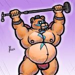  alanottaviano anthro barazoku belly brown_bear brown_body brown_ears brown_fur five_nights_at_freddy&#039;s five_nights_at_freddy&#039;s:_security_breach fur glamrock_freddy_(fnaf) hi_res male male/male mammal musclegut muscular overweight scottgames slightly_chubby solo ursid ursine video_games 