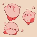  beige_background blush closed_eyes dancing gurumi_mami happy kirby kirby_(series) motion_lines musical_note no_humans open_mouth simple_background smile solo solo_focus 
