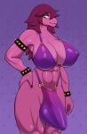 abs anthro big_breasts breasts bulge clothing crossgender deltarune detailed_bulge ftg_crossgender fti_crossgender genital_outline genitals gynomorph hair hi_res huge_breasts intersex mammal muscular muscular_anthro muscular_gynomorph muscular_intersex nipple_outline onxel penis_outline purple_body reptile scalie simple_background solo susie_(deltarune) thick_thighs undertale_(series)