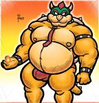  alanottaviano anthro barazoku belly bowser fur hi_res male male/male mammal mario_bros musclegut muscular nintendo overweight slightly_chubby solo video_games yellow_body yellow_fur 