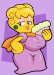  2022 4k absurd_res big_breasts blonde_hair breasts clothing curvy_figure digital_media_(artwork) dress ear_piercing ear_ring eyelashes eyeshadow female fingers hair hand_on_hip hi_res huge_breasts humanoid kirby:_right_back_at_ya! kirby_(series) lady_like lips makeup nintendo not_furry piercing red_eyes scarf simple_background solo someth1ngoranother standing thick_thighs video_games voluptuous wide_hips yellow_body yellow_skin 