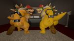  anthro backsack balls bedroom big_butt bowser butt carpet dragon duo duo_focus feces genitals group hand_on_butt hi_res holding_butt king_koopa koopa looking_at_viewer looking_back male mario_bros nintendo nipples overweight penis pooping pooping_on_floor raised_tail reptile scalie scat slightly_chubby tecbuttlovefa tongue tongue_out turtle video_games 