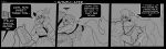 big_breasts bodily_fluids breast_expansion breast_milking breasts butt chest_(disambiguation) comic empskit english_text expansion food frustrated hanging_breasts hi_res hot_dog huge_breasts lactating monochrome nude rubella_the_worgen sketch text