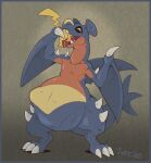  2020 abdominal_bulge ambiguous_gender anthro anthro_pred athletic athletic_ambiguous athletic_anthro belly biceps big_belly blue_body blue_border blue_scales bodily_fluids border brown_body brown_fur dated digital_media_(artwork) dragon drooling duo eyes_closed fangs feral forced front_view fur garchomp gradient_background grey_background holding_character iveechan larger_anthro mammal membrane_(anatomy) membranous_wings motion_lines multicolored_body multicolored_fur multicolored_scales nintendo nude open_mouth open_smile oral_vore pecs pikachu pok&eacute;mon pok&eacute;mon_(species) quads red_body red_scales red_tongue reptile rodent saliva scales scalie semi-anthro shaded sharp_teeth signature simple_background size_difference smaller_feral smile soft_vore spikes spikes_(anatomy) struggling swallowing teeth text thick_thighs tongue tongue_out unseen_character unwilling_vore video_games vore wide_hips wings wyvern yellow_body yellow_fur yellow_scales 