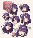  ... 2girls ? animal_ear_piercing animal_ears armor arms_up blunt_bangs blush bridal_gauntlets cheek_pinching chibi closed_eyes closed_mouth clothing_cutout couple detached_sleeves earrings english_commentary flying_sweatdrops from_below from_side genshin_impact hair_between_eyes hair_ornament hand_on_another&#039;s_cheek hand_on_another&#039;s_face hand_on_own_chin head_only headpiece heart highres holding holding_sword holding_weapon japanese_clothes jewelry kimono leaning_back leaning_forward light_blush light_smile long_hair long_sleeves looking_at_viewer looking_down looking_to_the_side lower_teeth_only mole mole_under_eye multiple_girls neck_ribbon nervous nervous_sweating nonons open_mouth parted_lips pinching pink_hair pink_lips purple_eyes purple_hair purple_kimono raiden_shogun red_ribbon ribbon shade shaded_face short_sleeves shoulder_armor shoulder_cutout simple_background sparkle speech_bubble sweat sweatdrop sword teeth weapon wide_sleeves yae_miko yae_miko_(fox) yuri 