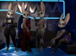  3d_(artwork) anthro clothed clothing digital_media_(artwork) disney dress feet female grey_body group hi_res high_heels jewlry judy_hopps lagomorph leporid looking_at_viewer mammal purple_eyes rabbit sivelandbits tagme toes uniform virt-a-mate zootopia 