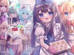  6+girls american_flag_dress american_flag_legwear antennae aqua_hair black_hair black_tea blonde_hair blue_bow blue_dress blue_eyes blue_hair blush bow butterfly_wings cake chair cirno closed_eyes closed_mouth clownpiece cookie cup daiyousei dorowa_(drawerslove) dress drill_hair drink drinking_glass drinking_straw eternity_larva eyebrows_visible_through_hair fairy fairy_wings food food_on_face green_dress green_eyes green_hair hair_between_eyes hair_bow hat highres jester_cap leaf leaf_on_head lily_white long_hair luna_child multicolored_clothes multicolored_dress multiple_girls open_mouth orange_hair oven_mitts pancake pantyhose pink_headwear polka_dot polka_dot_headwear puffy_short_sleeves puffy_sleeves red_dress red_eyes short_hair short_sleeves sitting smile star_(symbol) star_print star_sapphire striped striped_dress sunny_milk tea touhou twin_drills white_dress white_headwear wings 